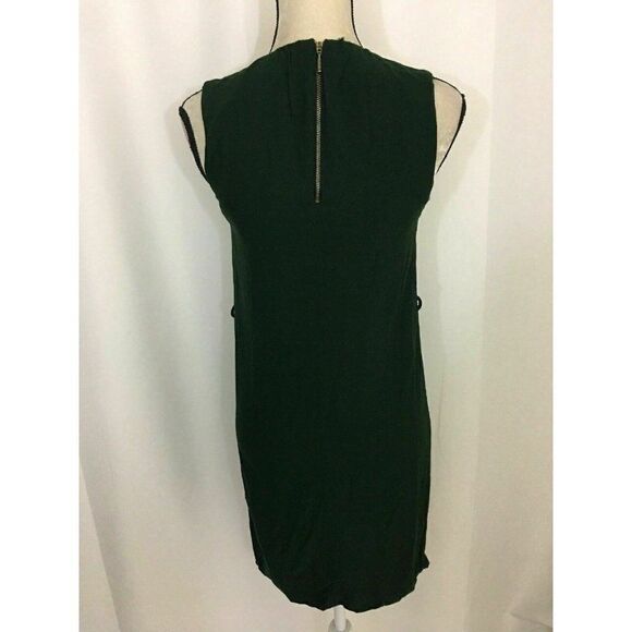 Zara Womens Solid Forest Green Scoop Neck Tank Mini Dress Viscose Xs - Picture 5 of 10